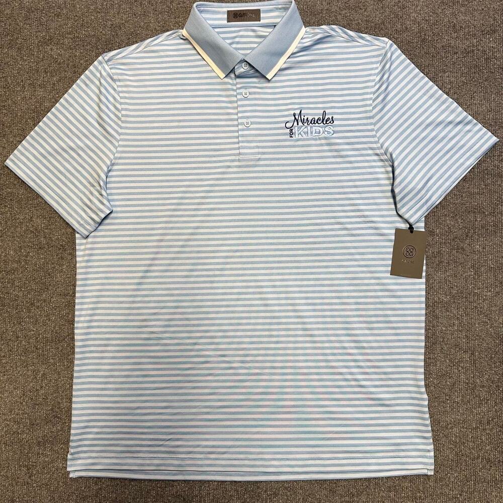 NEW G/Fore Men’s Perforated Stripe Jersey Polo Miracles For Kids Golf Trnmnt XL
